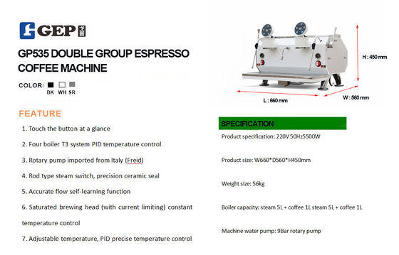 220V Gep professionele semi-automatische dubbele groep espresso koffiezetapparaat voor koffie
