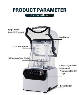 1800W motor commerciële blender 72 oz container ideaal voor diepgevroren dranken en smoothies