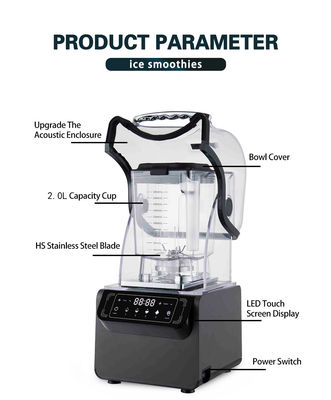 1800W Plastic Housing IJsdranken Smoothie Blender Voor Restaurant 65db