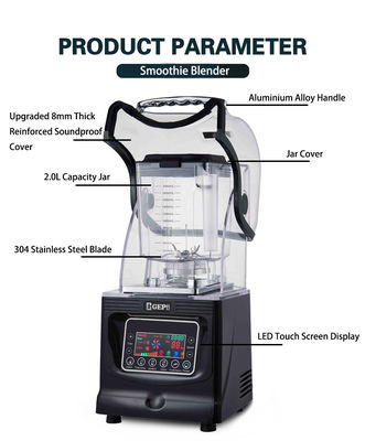 Professionele voedselverwerkende blender met 8 mm dikke geluidsdichte dekking en 220 V spanning
